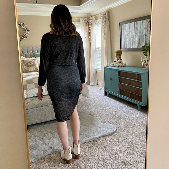 Free People Tidepool Off The Shoulder Lightweight Knit Rouched Long Sleeve Dress - Picture 11 of 13